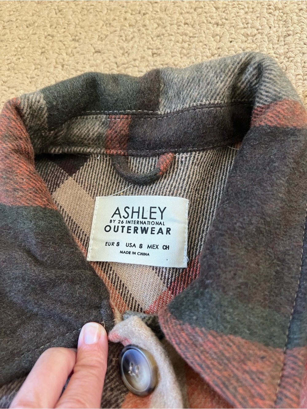 Ashley By 26 International Plaid Button-Front Shacket in Rust, Gray & Cream - Picture 4 of 7